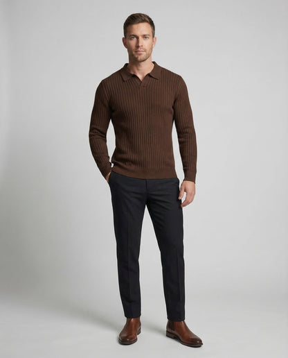 Herren Polo Kentkragen Rippenstrick - Eveloria