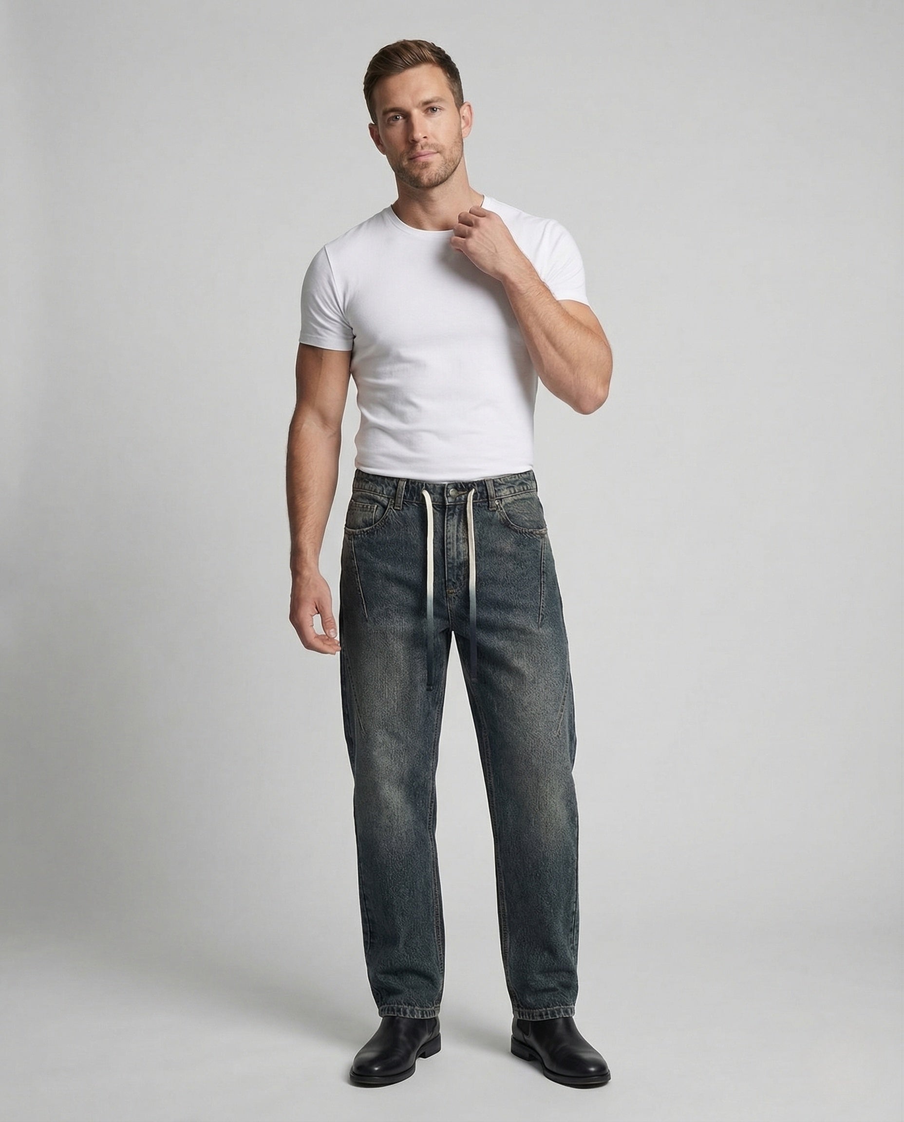 Herren Jeans Weite Hose mit Kordelzug - Eveloria