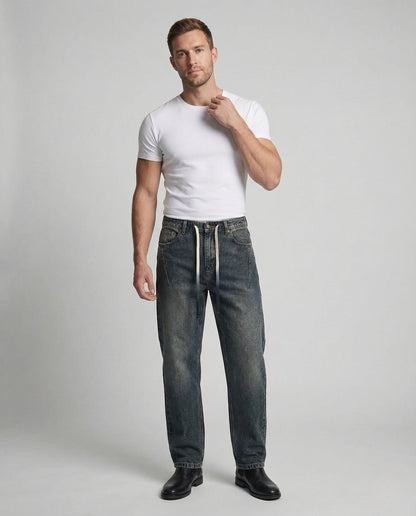 Herren Jeans Weite Hose mit Kordelzug - Eveloria