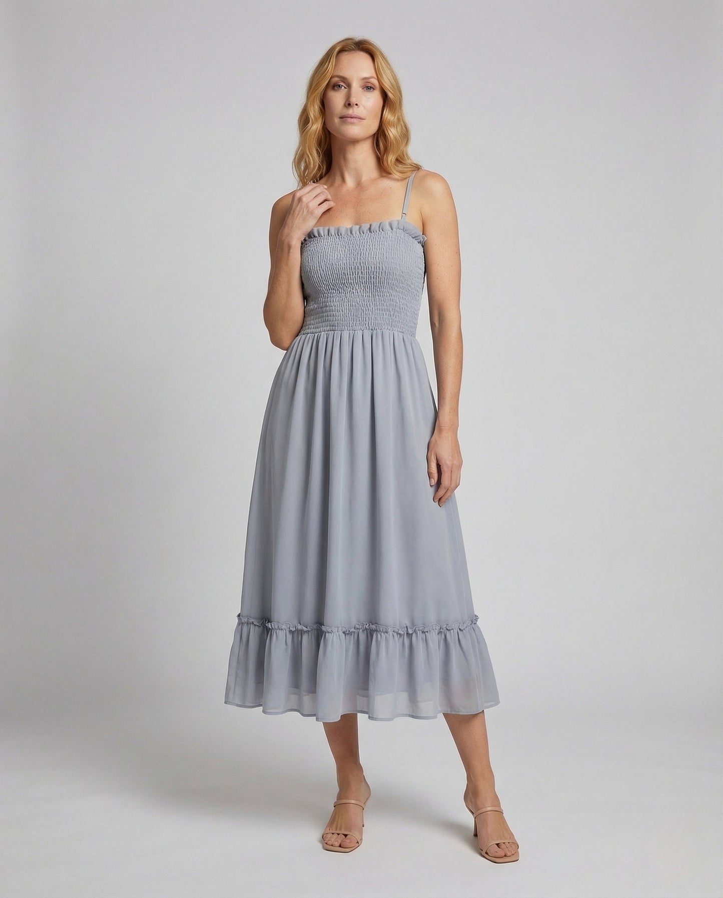 Damen Maxikleid mit Gerafftem Smokoberteil und Bolero - Eveloria