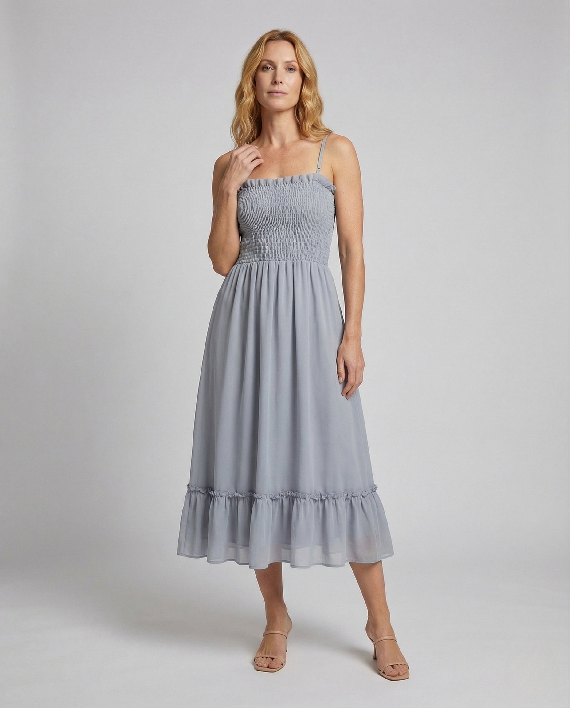 Damen Maxikleid mit Gerafftem Smokoberteil und Bolero - Eveloria