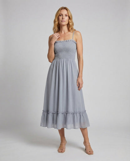 Damen Maxikleid mit Gerafftem Smokoberteil und Bolero - Eveloria
