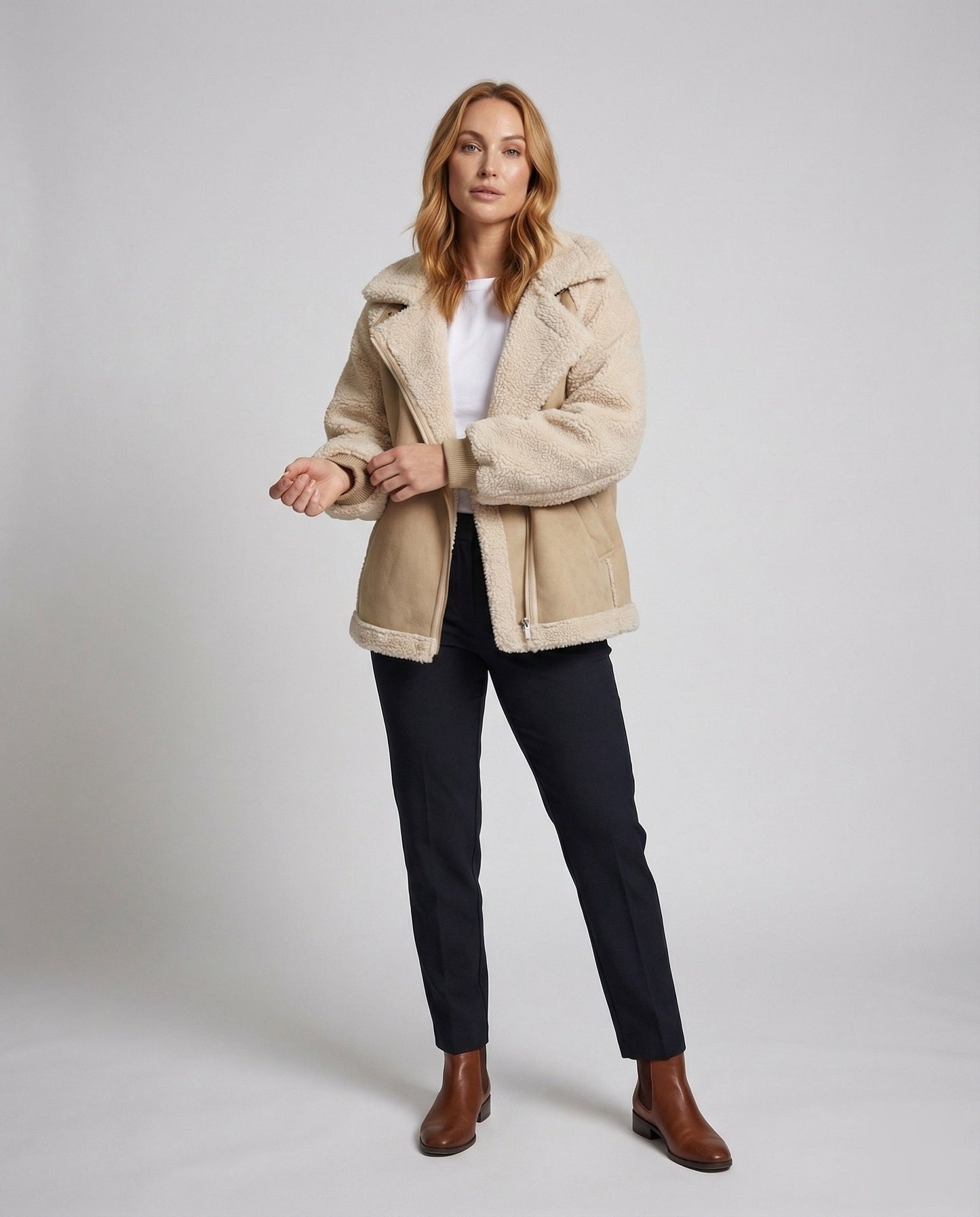 Damen Oversize Fliegerjacke Sherpa Fell - Eveloria