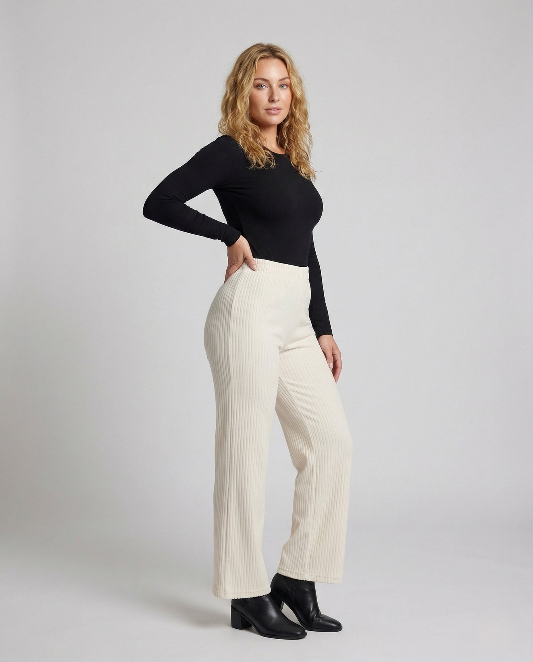 Damen Relaxhose Rippjersey Elastikbund - Eveloria