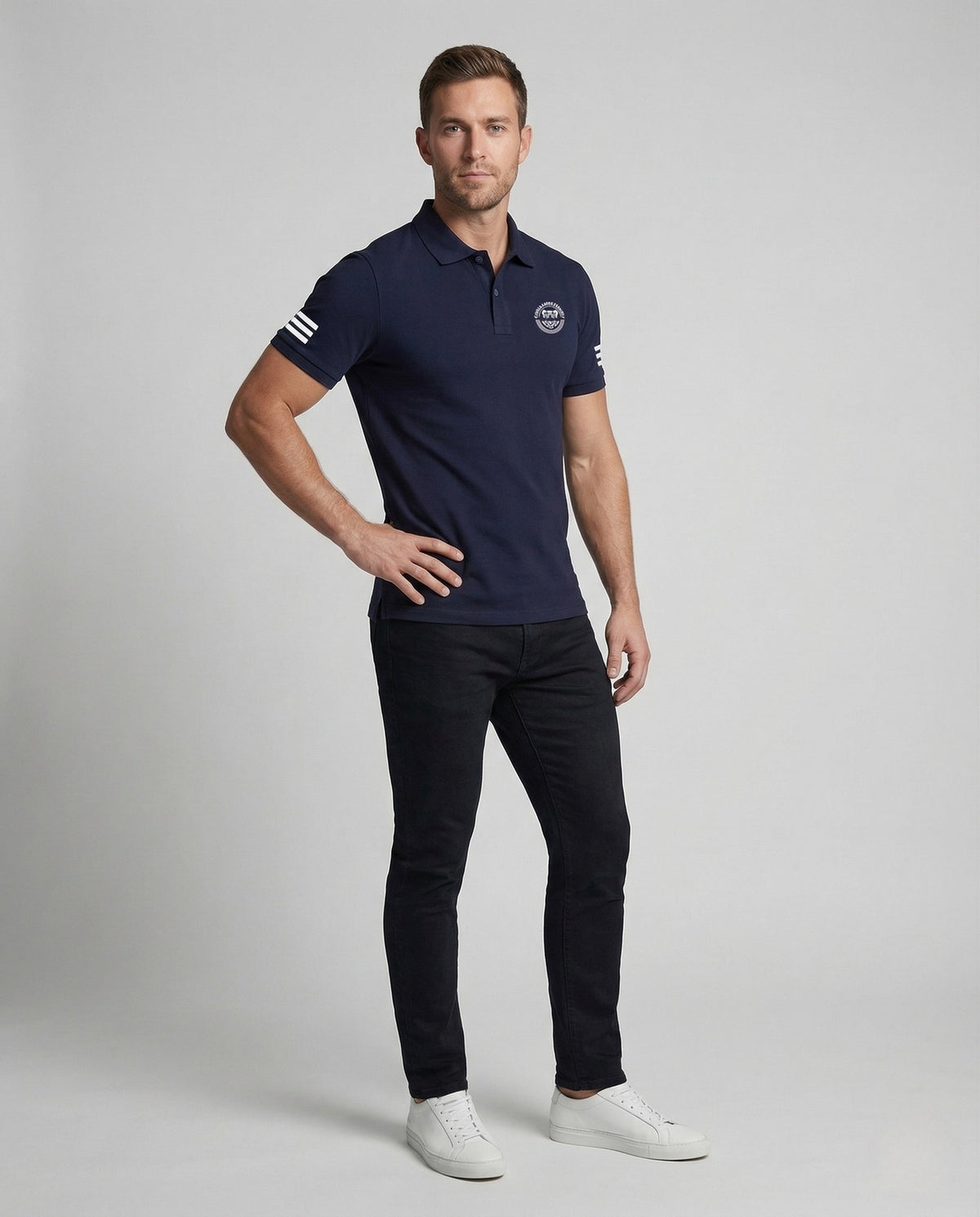 Herren Kurzarm Poloshirt mit Logostickerei - Eveloria