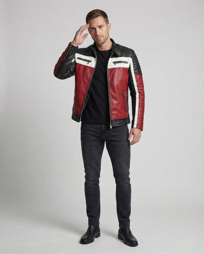 Herren Bikerjacke Kunstleder Teddyfutter Schwarz - Eveloria