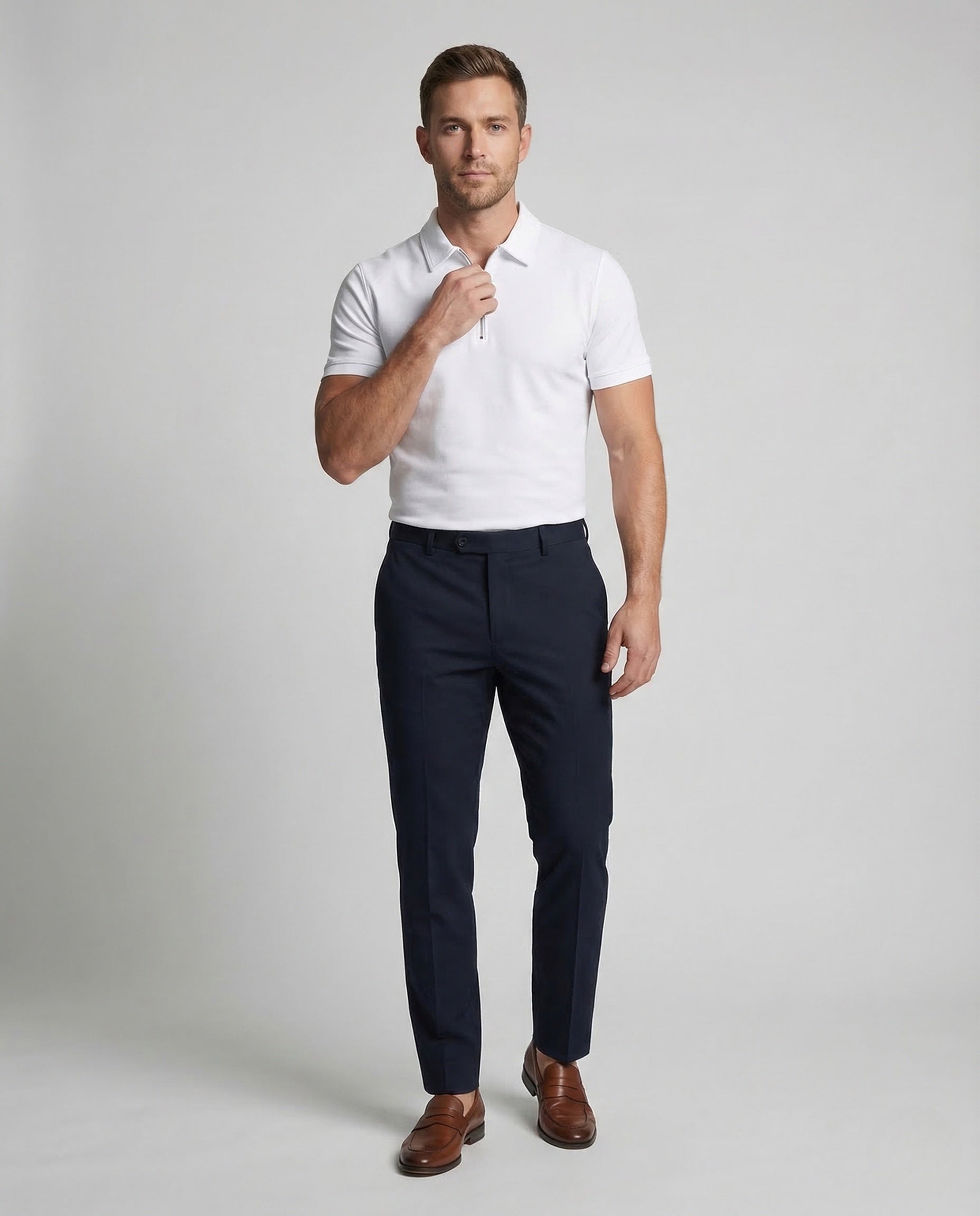 Herren Polo Kurzarm Slim Reißverschluss - Eveloria