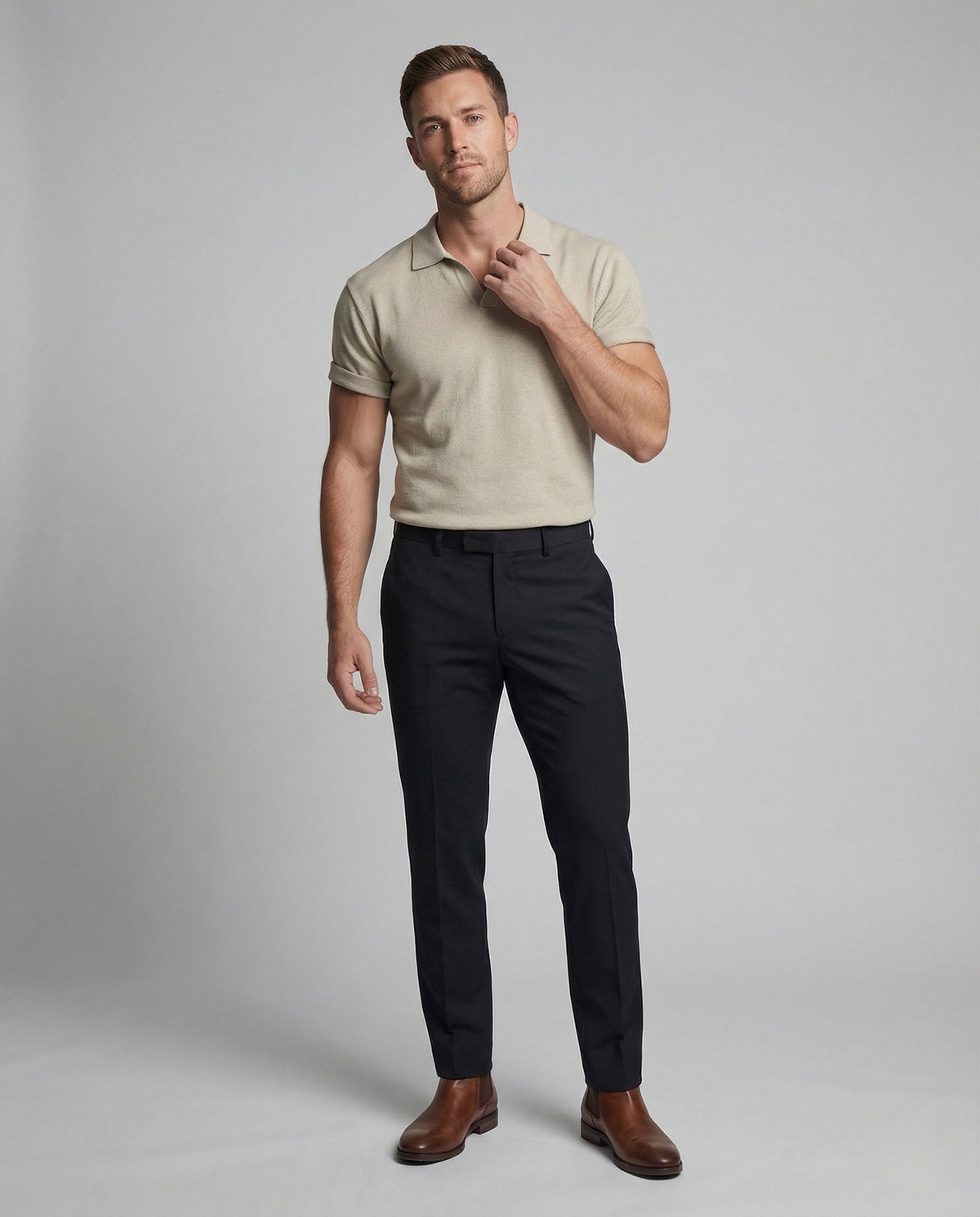 Herren Poloshirt Feinstrick Kurzarm Kentkragen - Eveloria