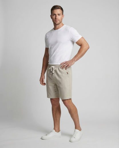 Herren Bermuda Shorts Baumwollmix Elastikbund Beige - Eveloria