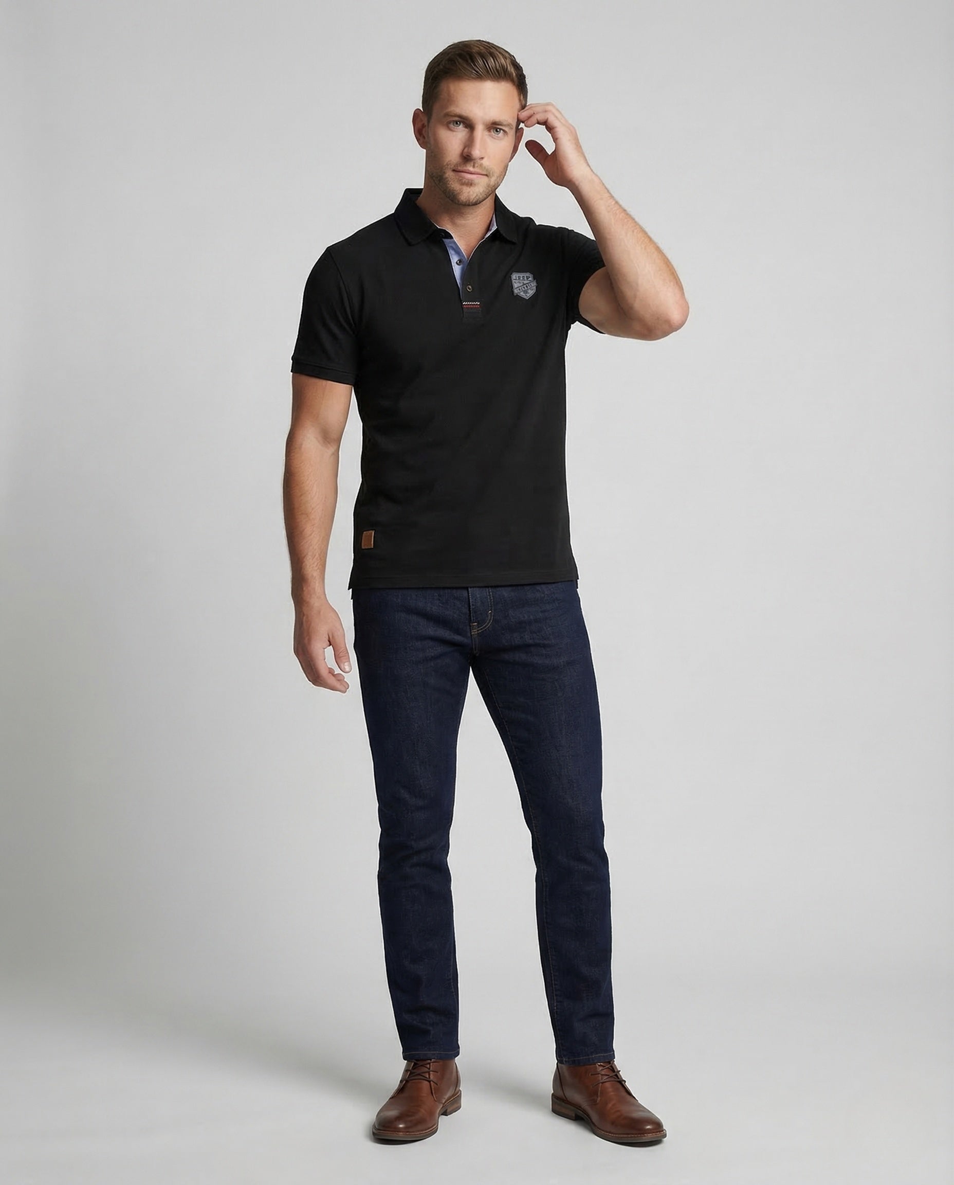 Herren Polo Piqué Kontrastkragen - Eveloria