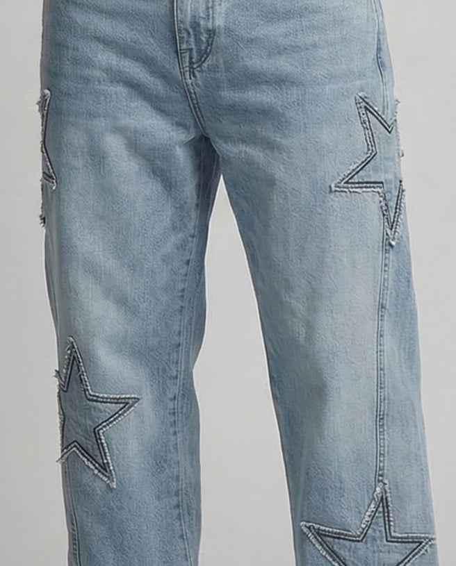 Unisex Jeans Weite Mit Sternenapplikationen