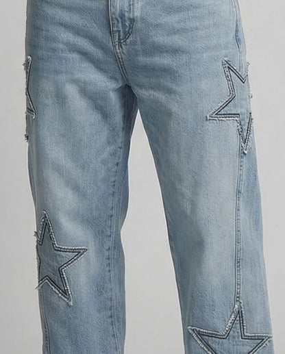 Unisex Jeans Weite Mit Sternenapplikationen