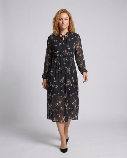Damen Maxikleid A-Linie Chiffon Blumenmuster - Eveloria