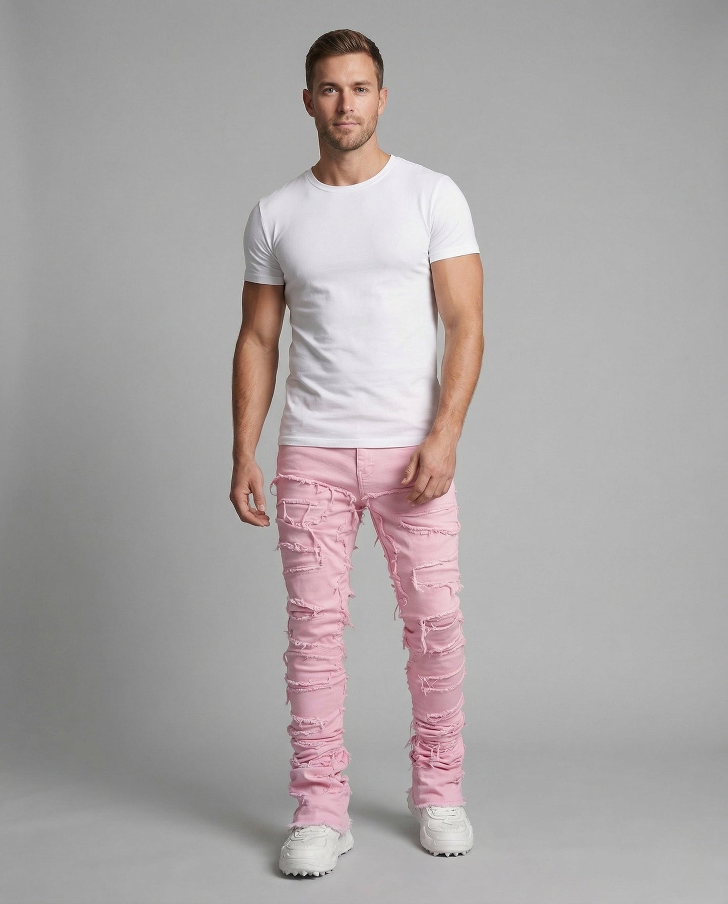 Damen Skinny Jeans Destroyed mit Fransen - Eveloria