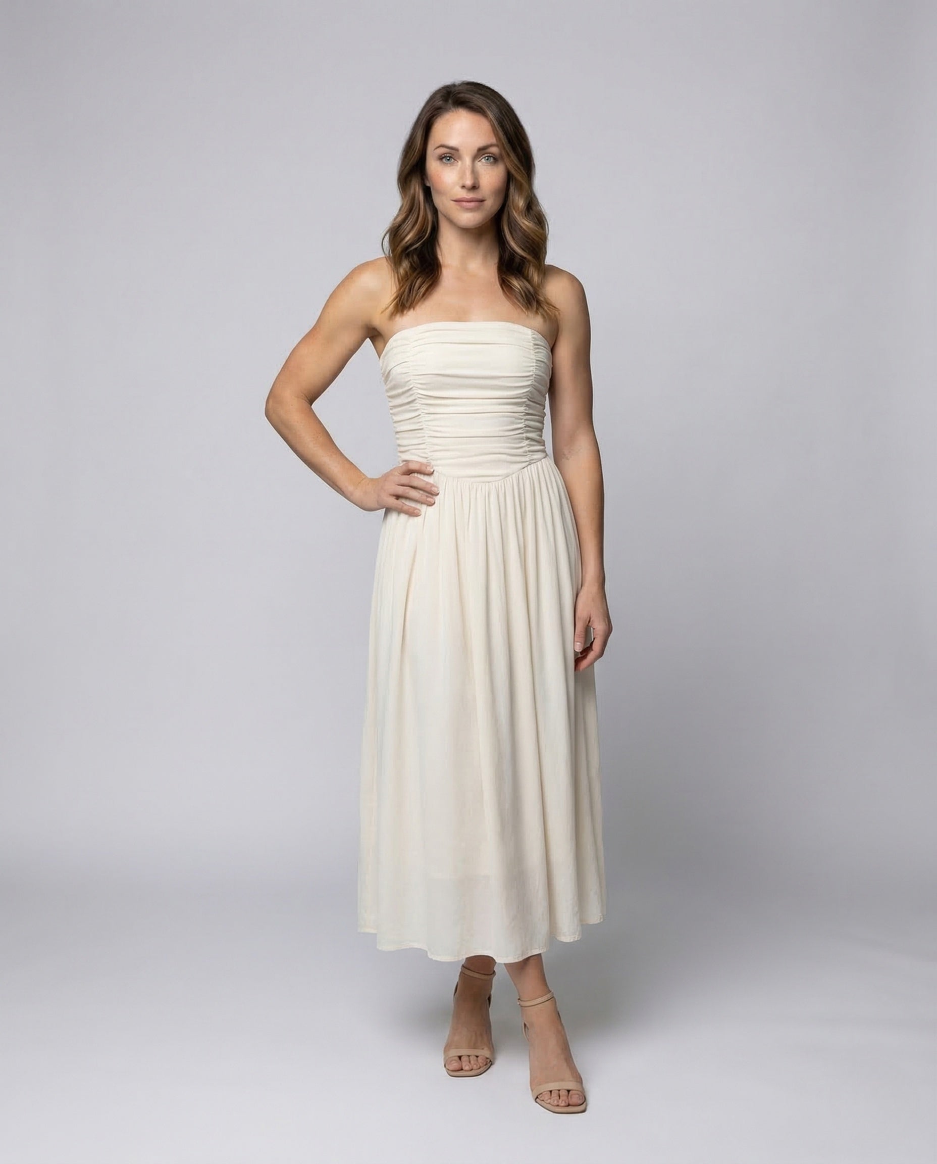 Damen Maxikleid mit Bustier und Spaghettiträgern - Eveloria