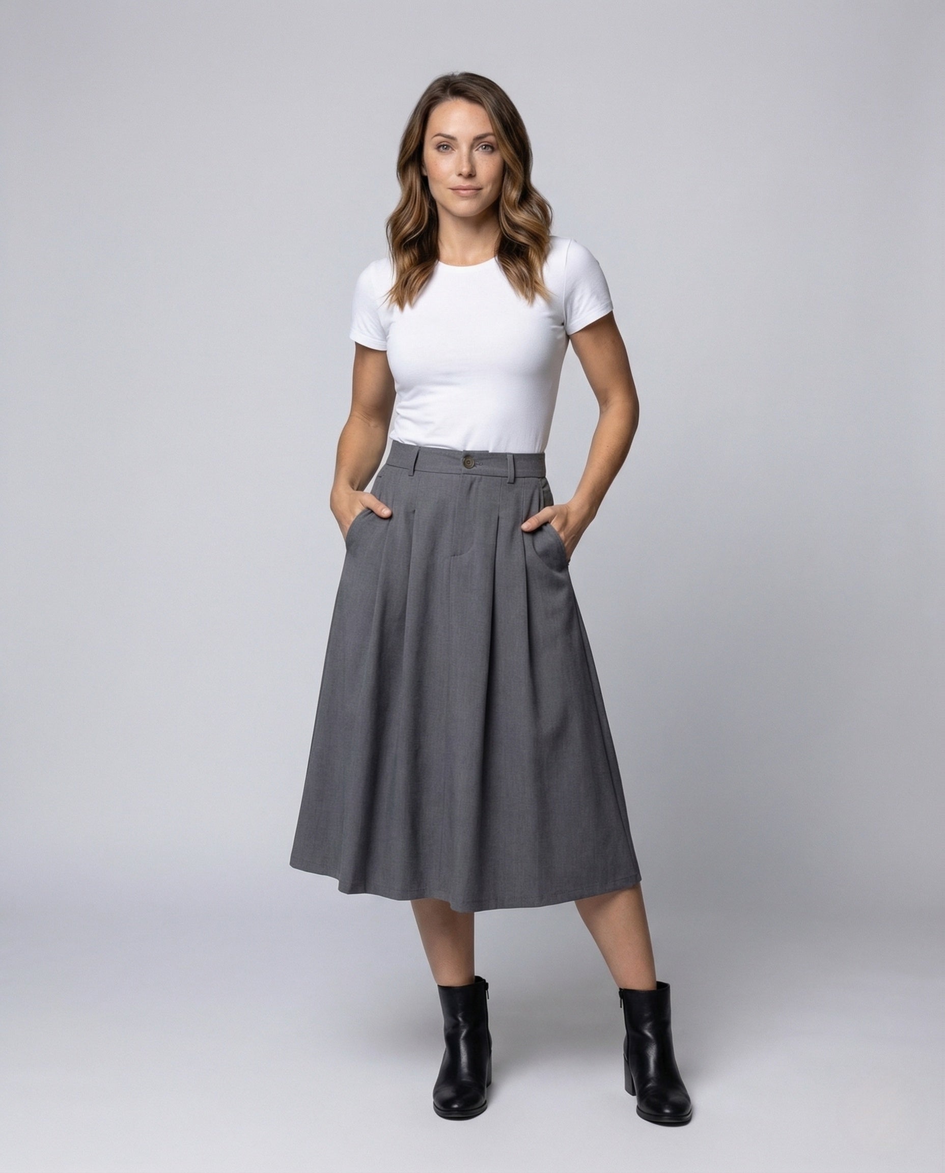 Damen A-Linie Midirock Faltenrock - Eveloria