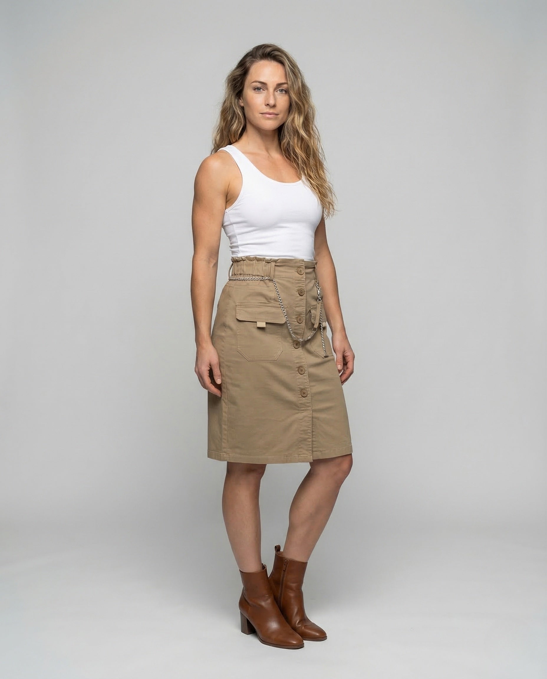 Damen Taillierter Rock mit Cargo Taschen - Eveloria