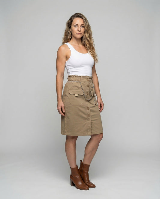 Damen Taillierter Rock mit Cargo Taschen - Eveloria