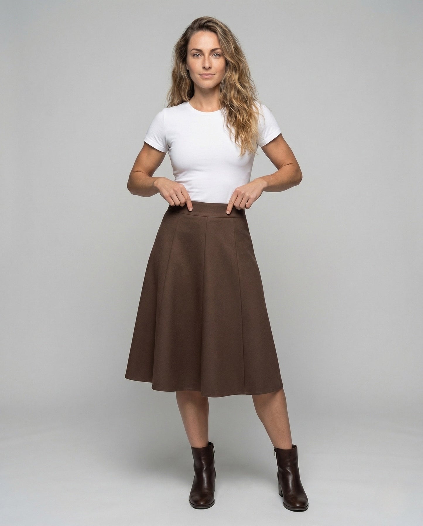 Damen Midirock High Waist A-Linie - Eveloria