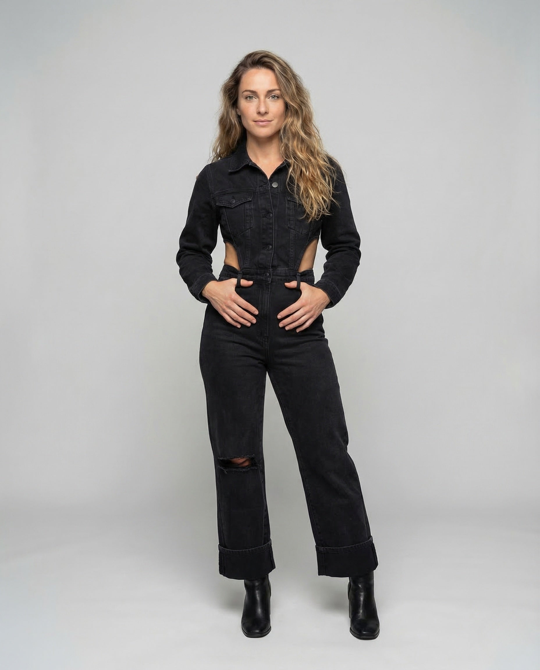 Damen Jeans-Set Kurzjacke Weite Hose - Eveloria