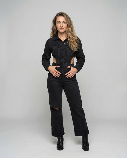 Damen Jeans-Set Kurzjacke Weite Hose - Eveloria