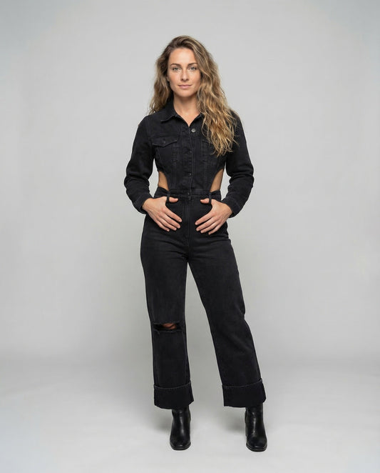 Damen Jeans-Set Kurzjacke Weite Hose - Eveloria