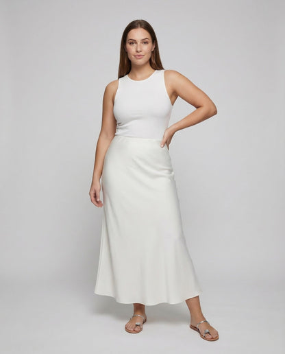 Damen High Waist Maxirock aus Satin - Eveloria