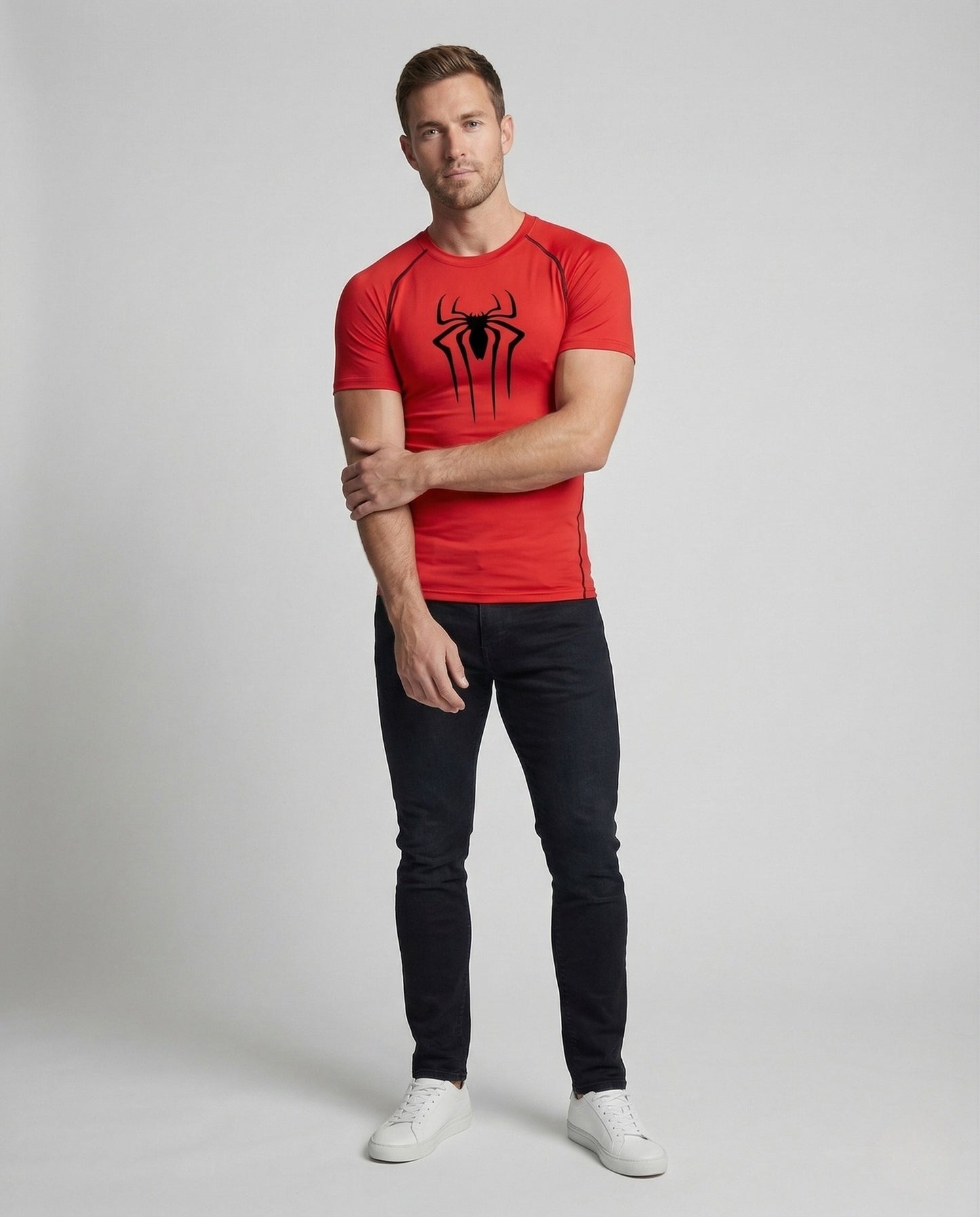 Herren Kompressions-Shirt Sport atmungsaktives Mesh Schwarz - Eveloria