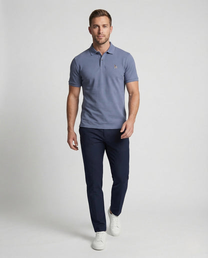 Herren Poloshirt Piqué Monogramm Baumwolle Weiß - Eveloria