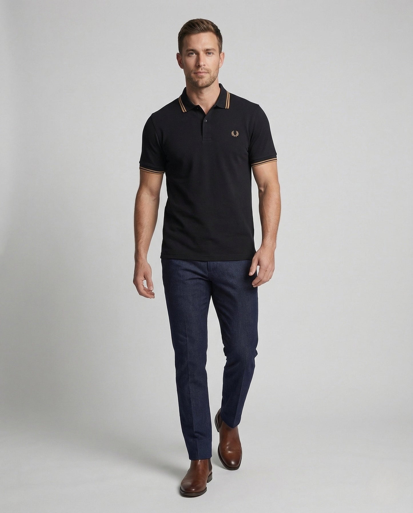 Herren Poloshirt Baumwolle Kontraststreifen - Eveloria