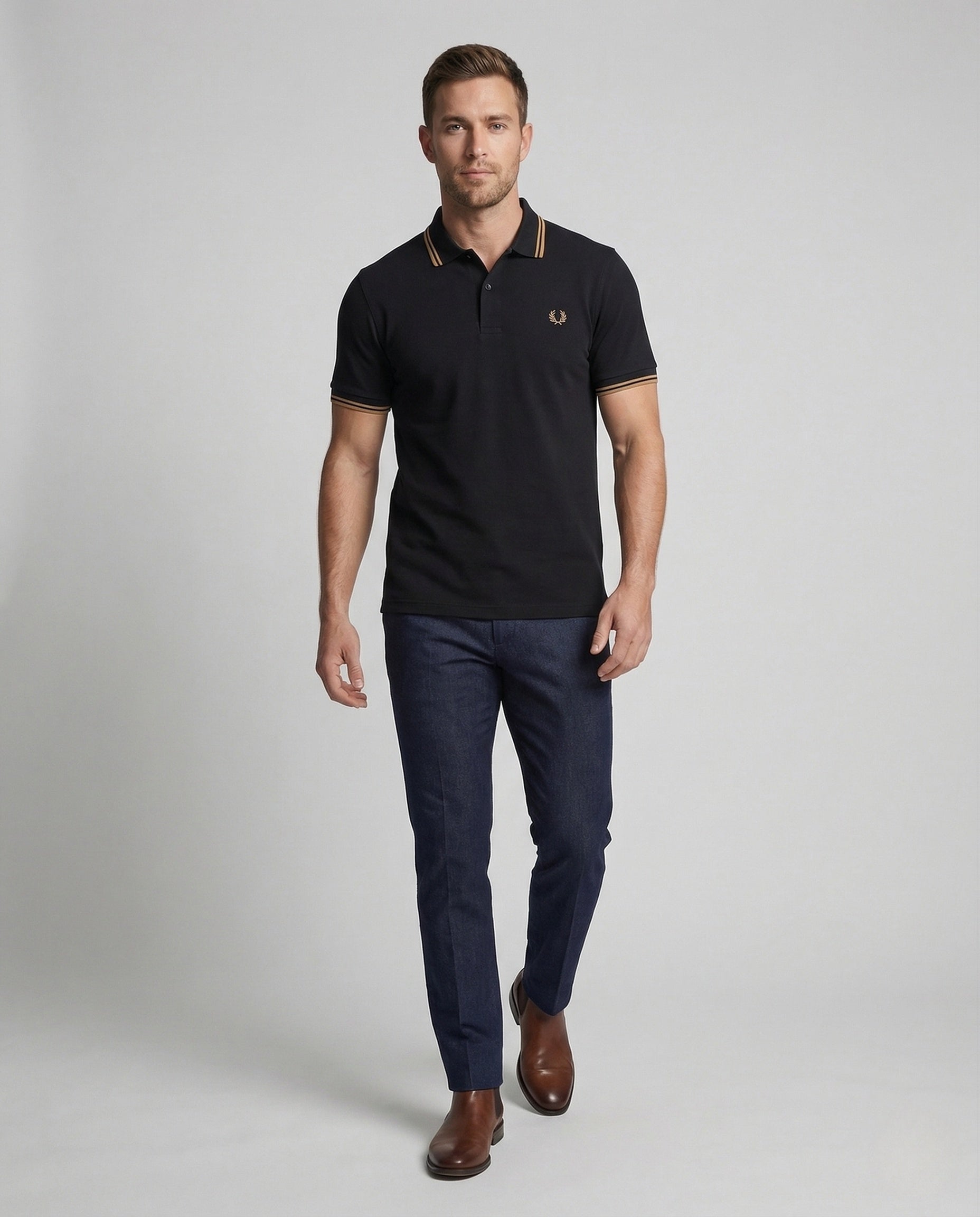 Herren Poloshirt Baumwolle Kontraststreifen - Eveloria