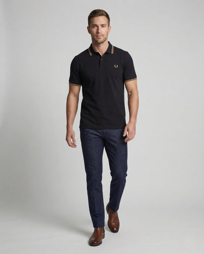Herren Poloshirt Baumwolle Kontraststreifen - Eveloria