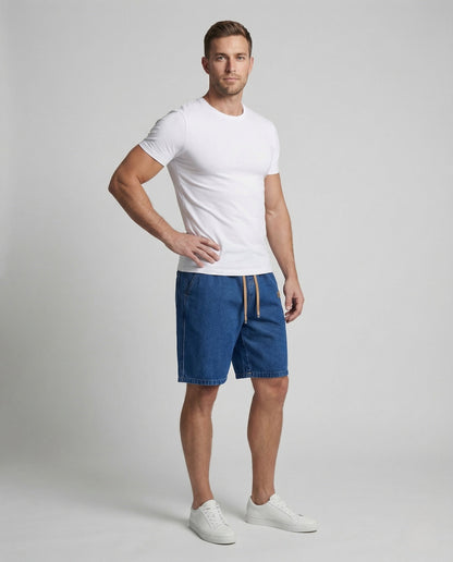Herren Denim Shorts Mit Tunnelzug - Eveloria