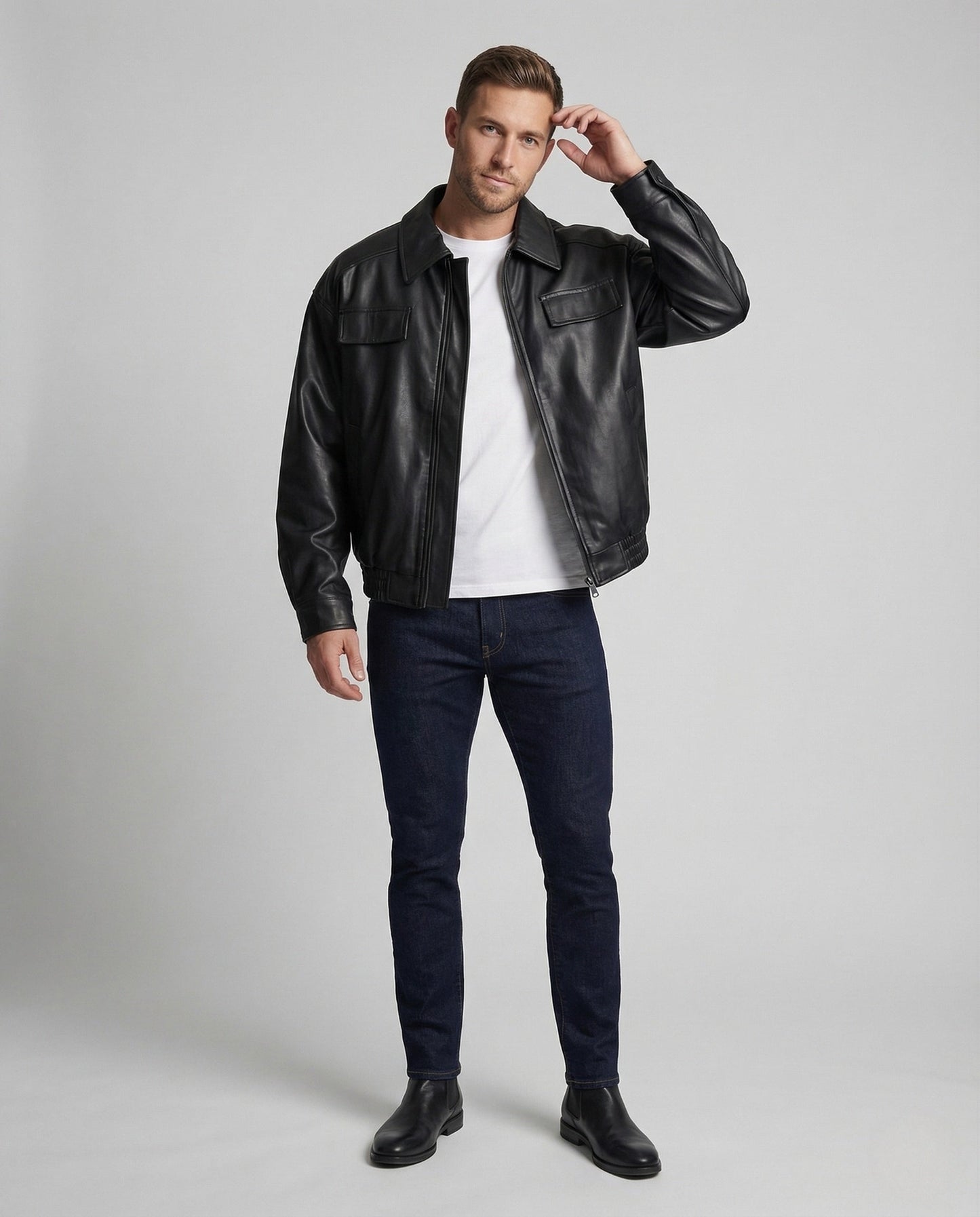Herren Blouson Oversize Kunstleder - Eveloria