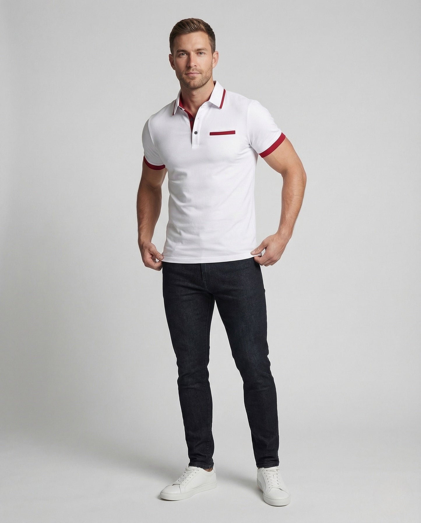 Herren Poloshirt Kurzarm Kontrastfarben - Eveloria