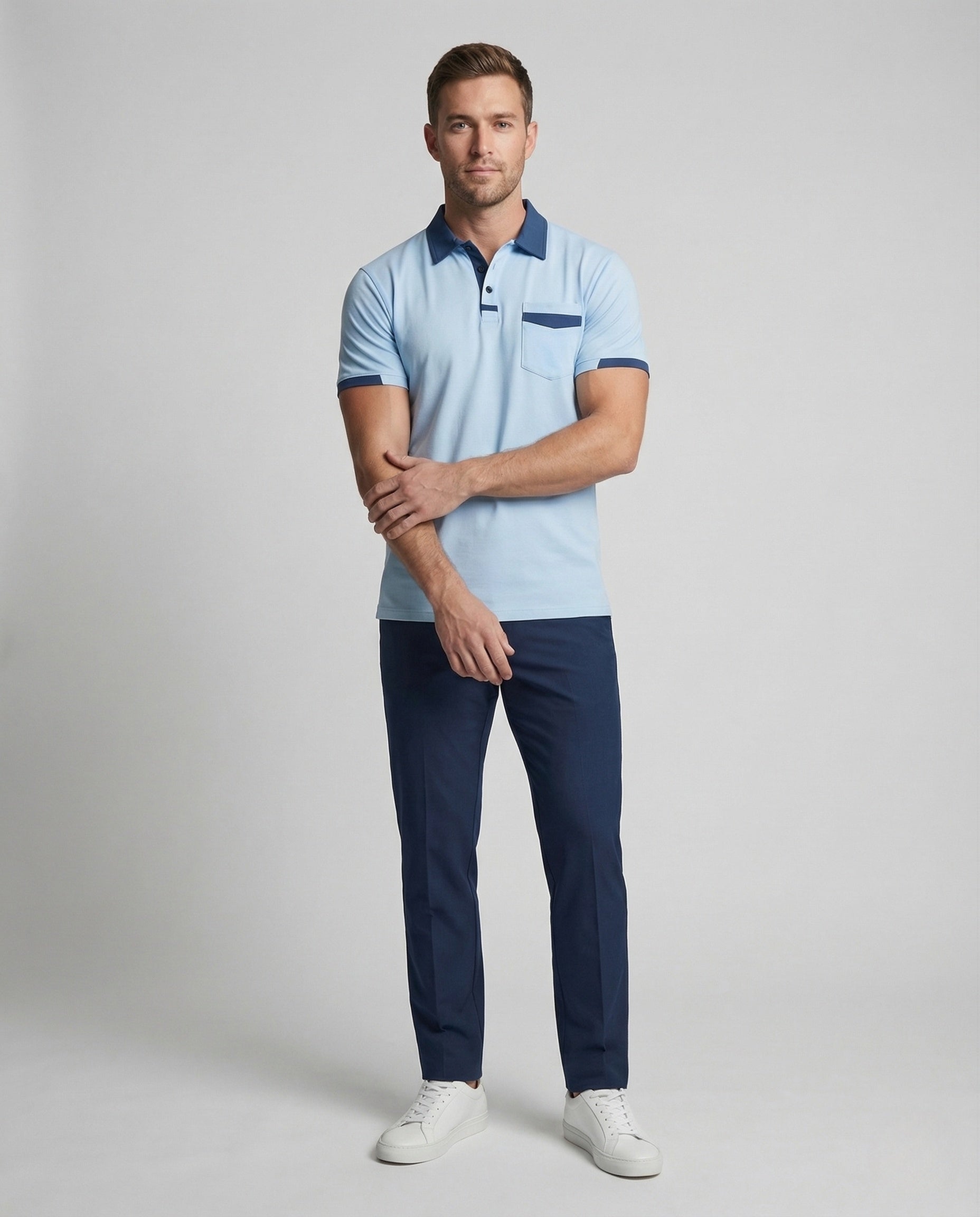 Herren Poloshirt aus Jersey mit Kontrastkragen - Eveloria