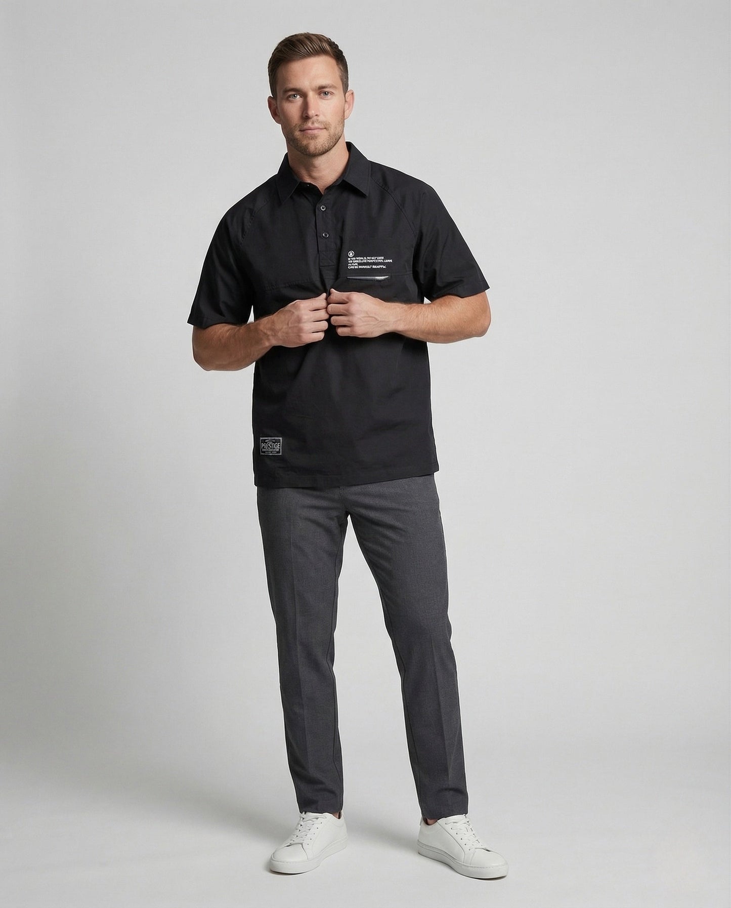 Herren Oversize Poloshirt mit Reißverschluss und Tasche - Eveloria