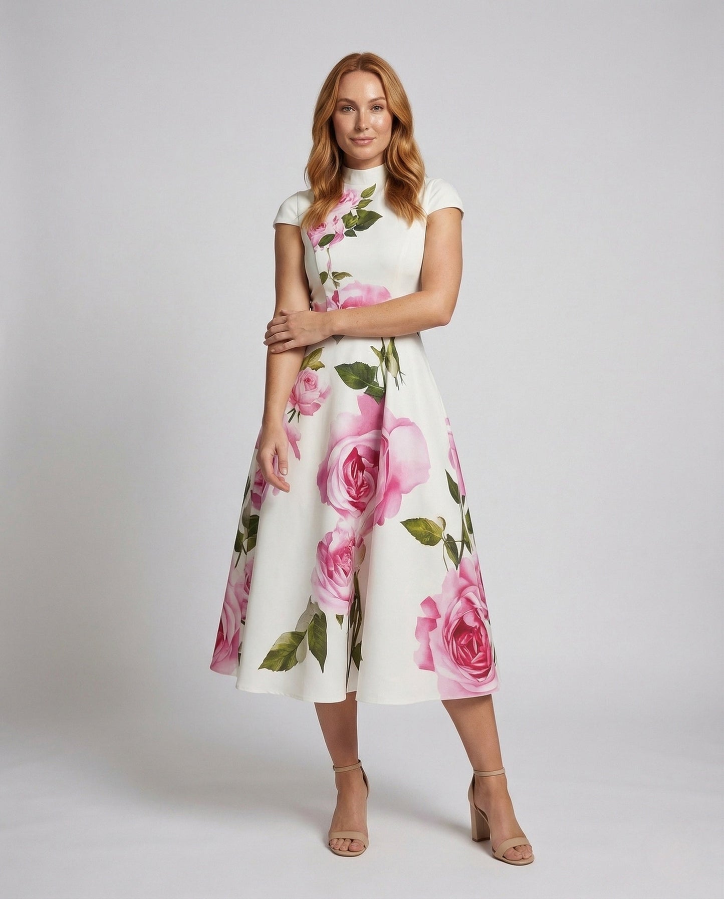 Damen Cocktailkleid Ärmellos Rundhals Tellerrock - Eveloria