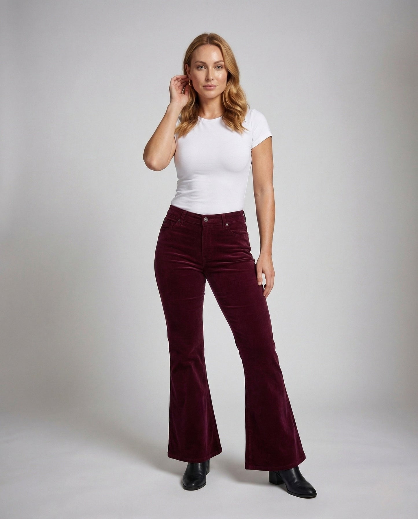 Damen High Waist Cordhose Stretch - Eveloria