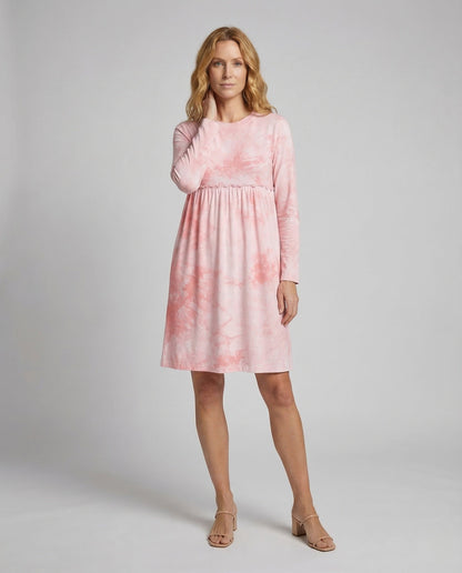 Damen Midikleid Langarm Jersey Raffung - Eveloria
