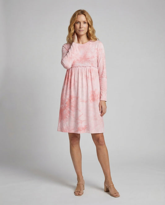 Damen Midikleid Langarm Jersey Raffung - Eveloria