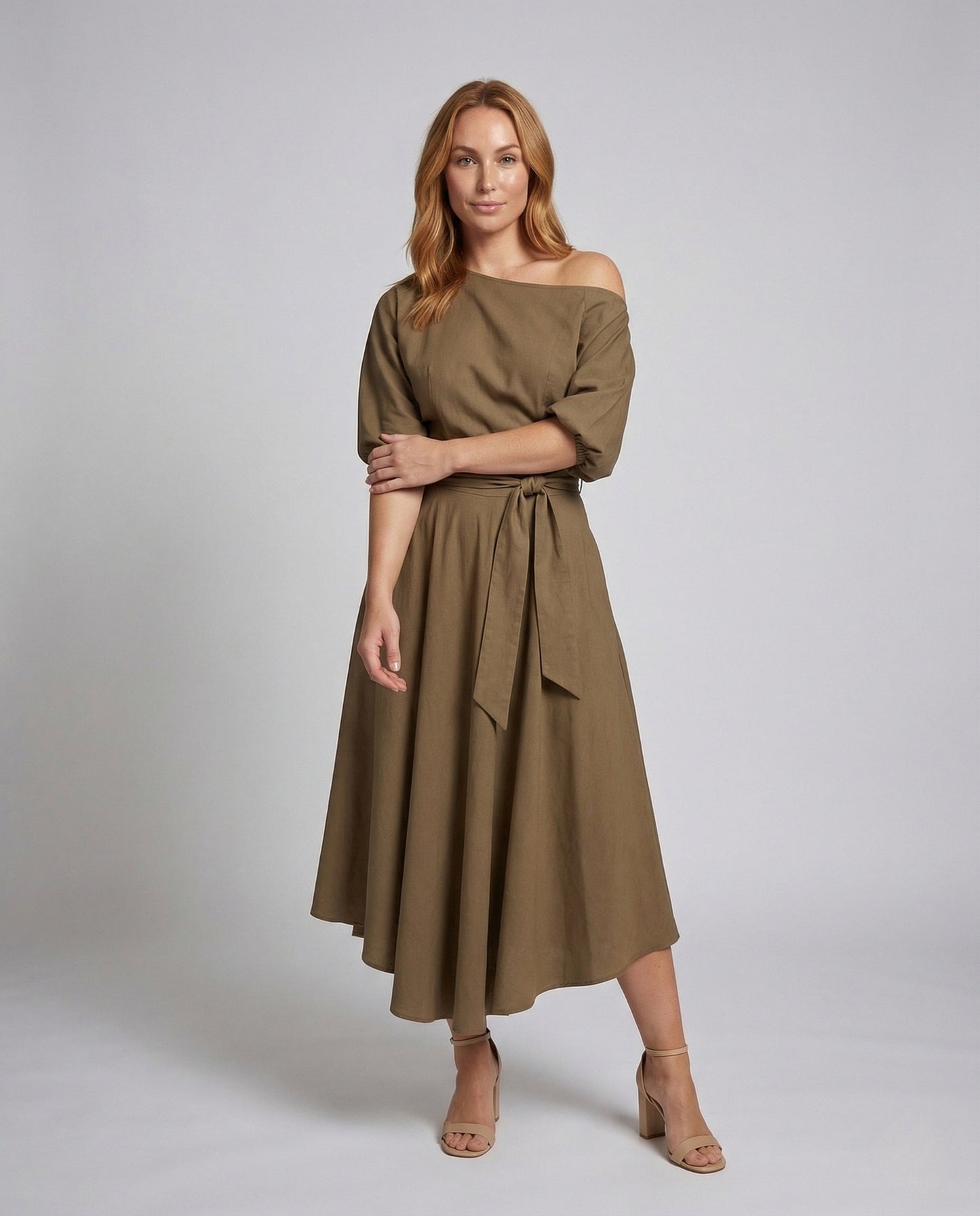 Damen Wickelkleid A-Linie Schulterfrei - Eveloria