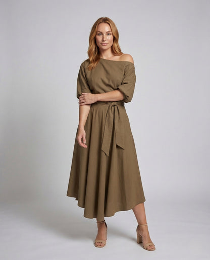 Damen Wickelkleid A-Linie Schulterfrei - Eveloria