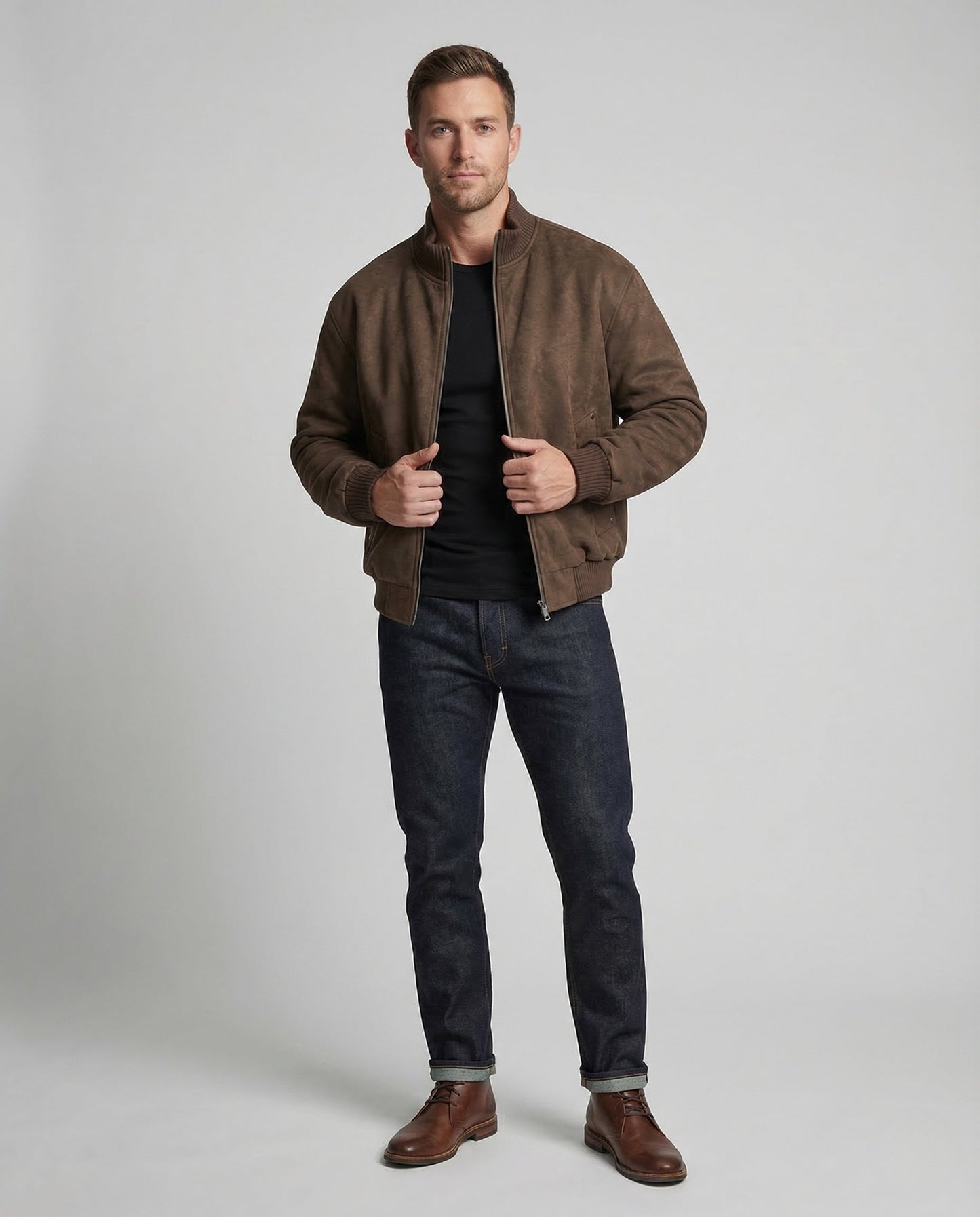 Herren Bomberjacke Veloursimitat Oversize - Eveloria