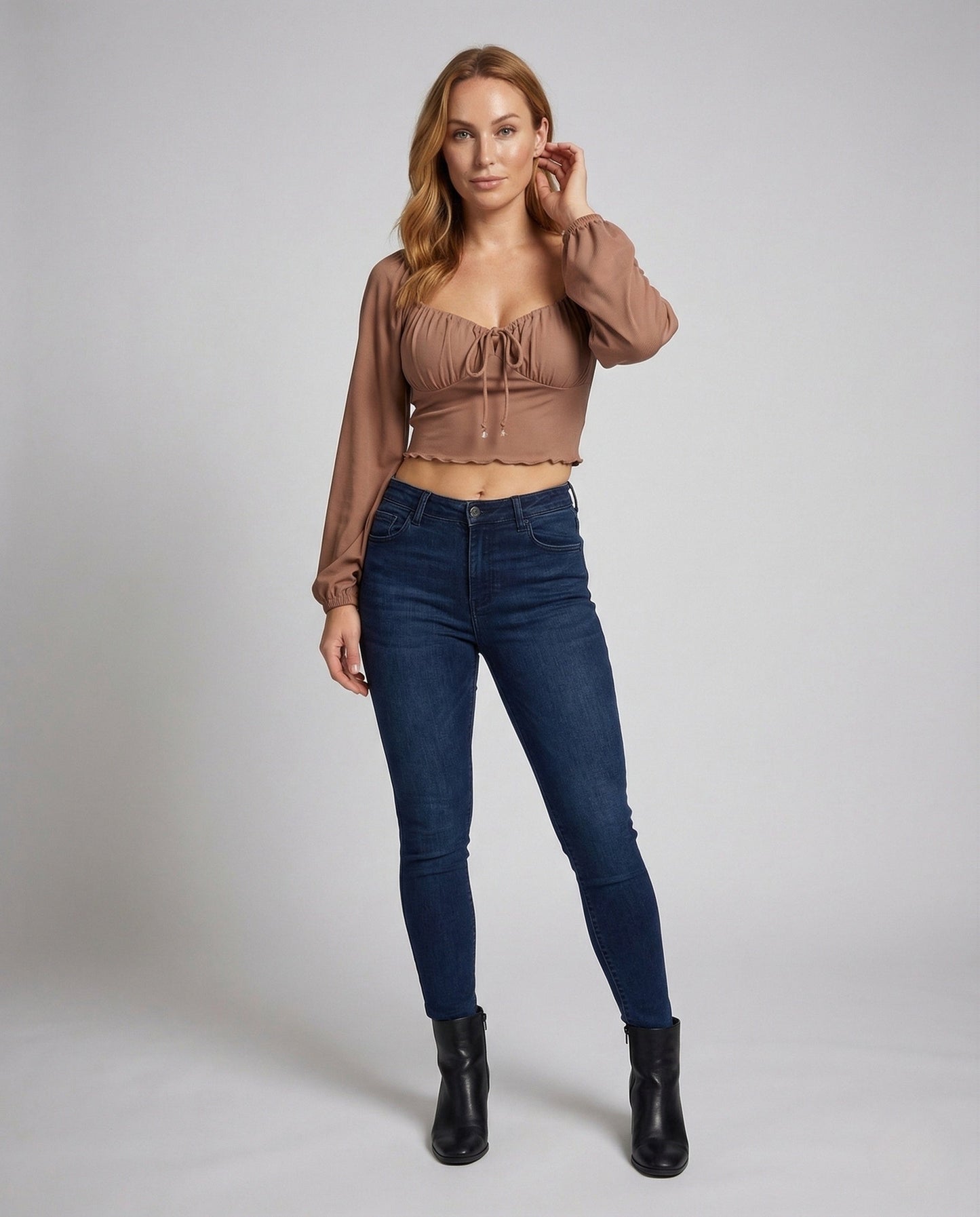 Damen Croptop Ripp Verzierungen - Eveloria
