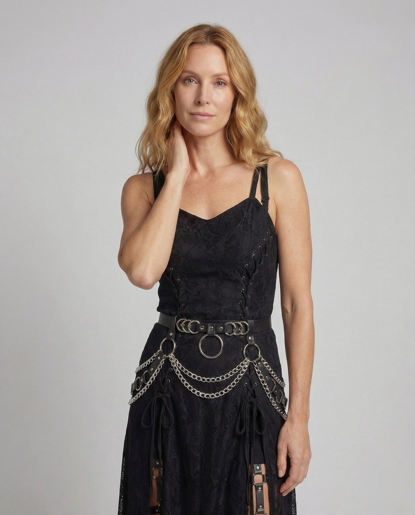 Damen Gothic Minikleid aus Spitze mit Öse