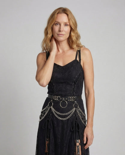 Damen Gothic Minikleid aus Spitze mit Öse