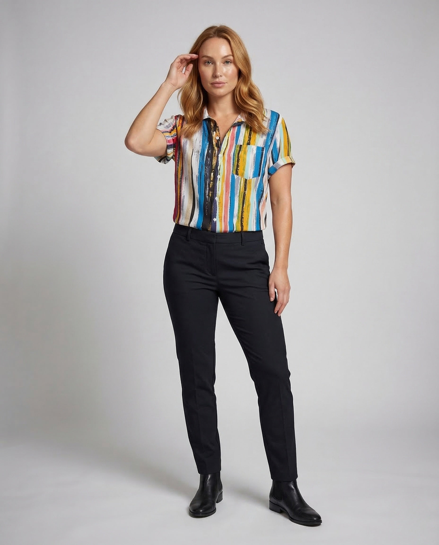 Damen Viskosebluse Muster Mit Brusttasche - Eveloria