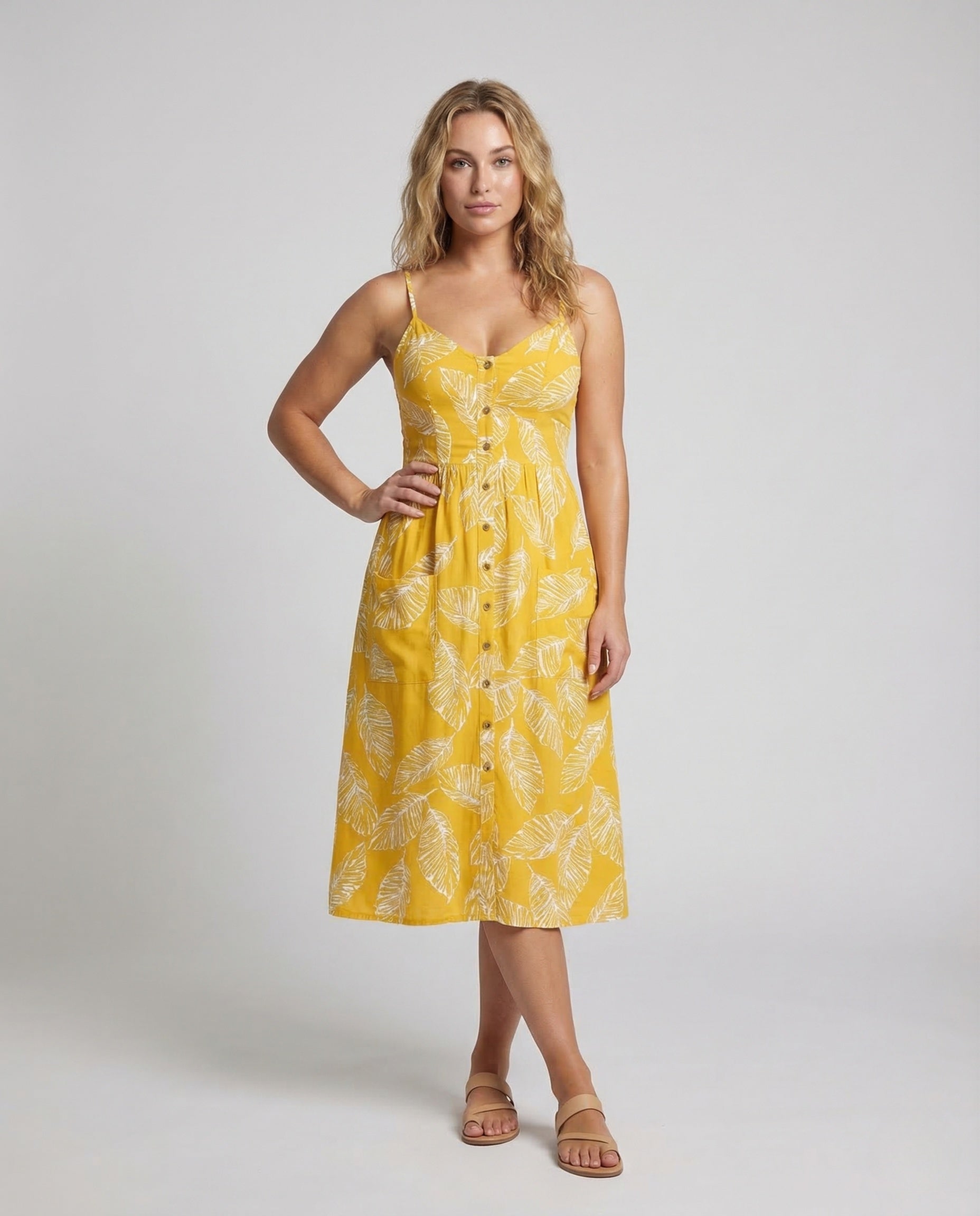 Damen Midikleid Spaghettiträger Sommerkleid - Eveloria