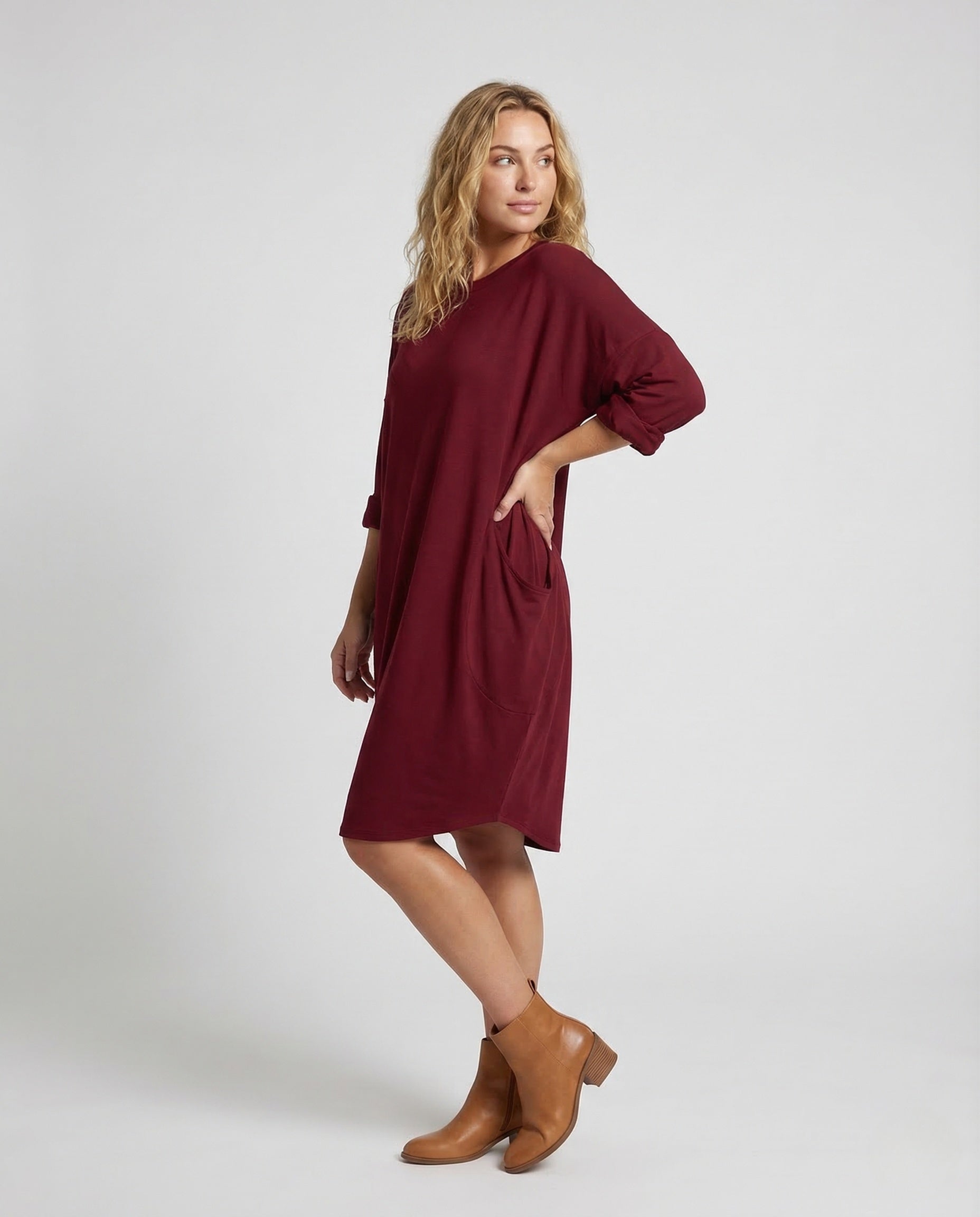 Damen Tunika Kleid aus Viskose mit Taschen - Eveloria
